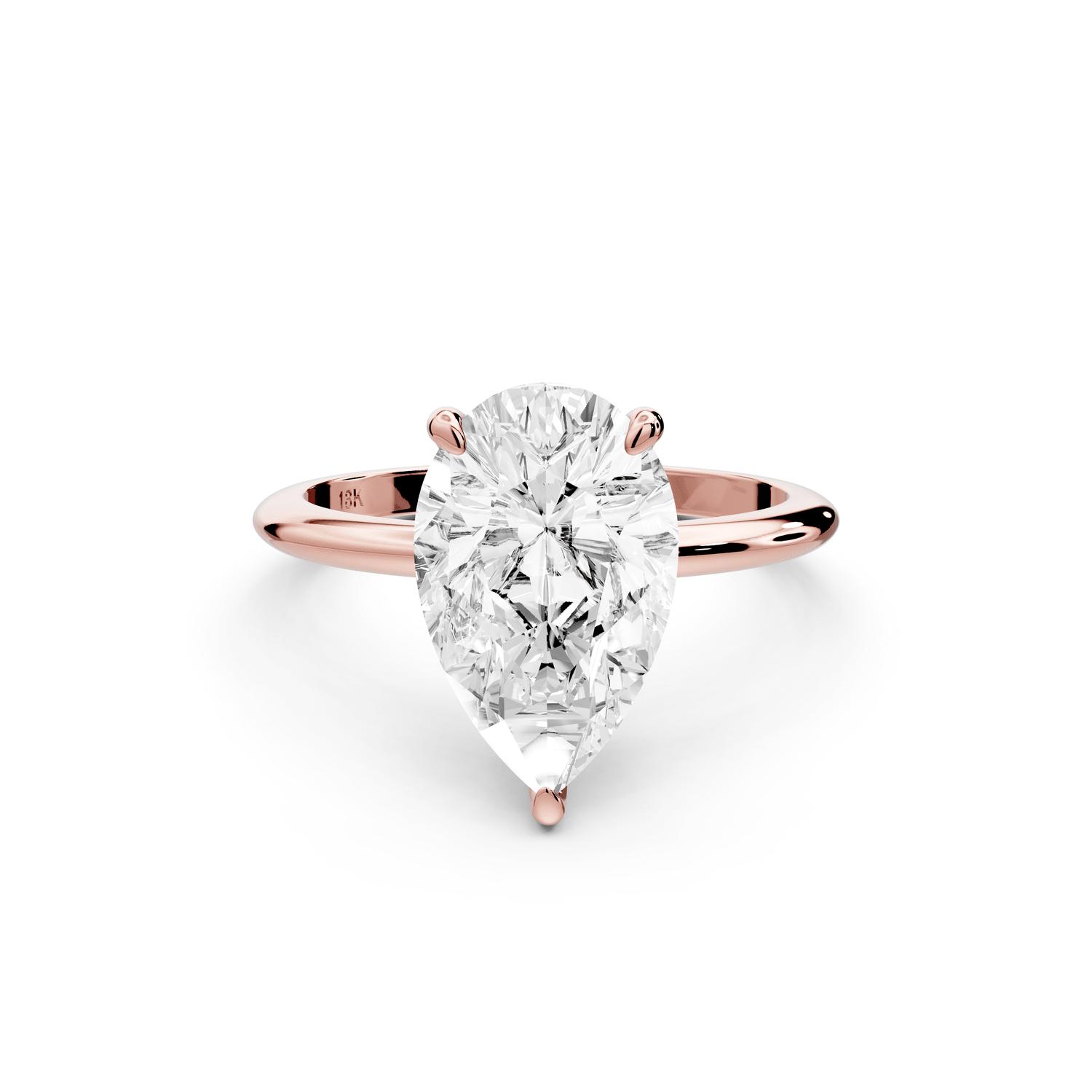 Odessa - 3ct 18k rose gold pear Knife Edge Solitaire Engagement Ring - Mr. Alex Jewelry