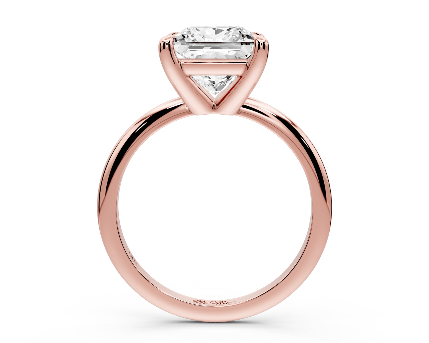 Odessa - 3ct 18k rose gold princess Knife Edge Solitaire Engagement Ring - Mr. Alex Jewelry