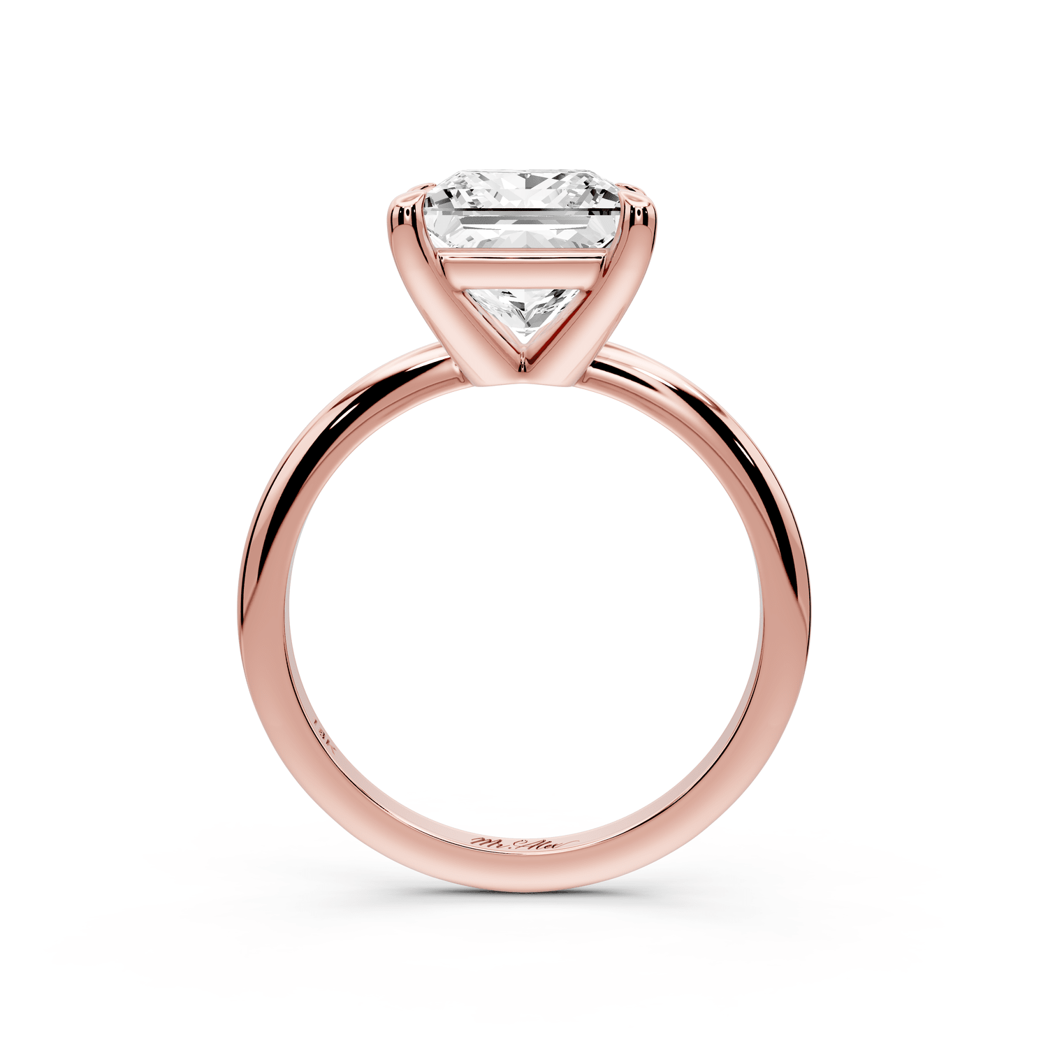 Odessa - 3ct 18k rose gold princess Knife Edge Solitaire Engagement Ring - Mr. Alex Jewelry