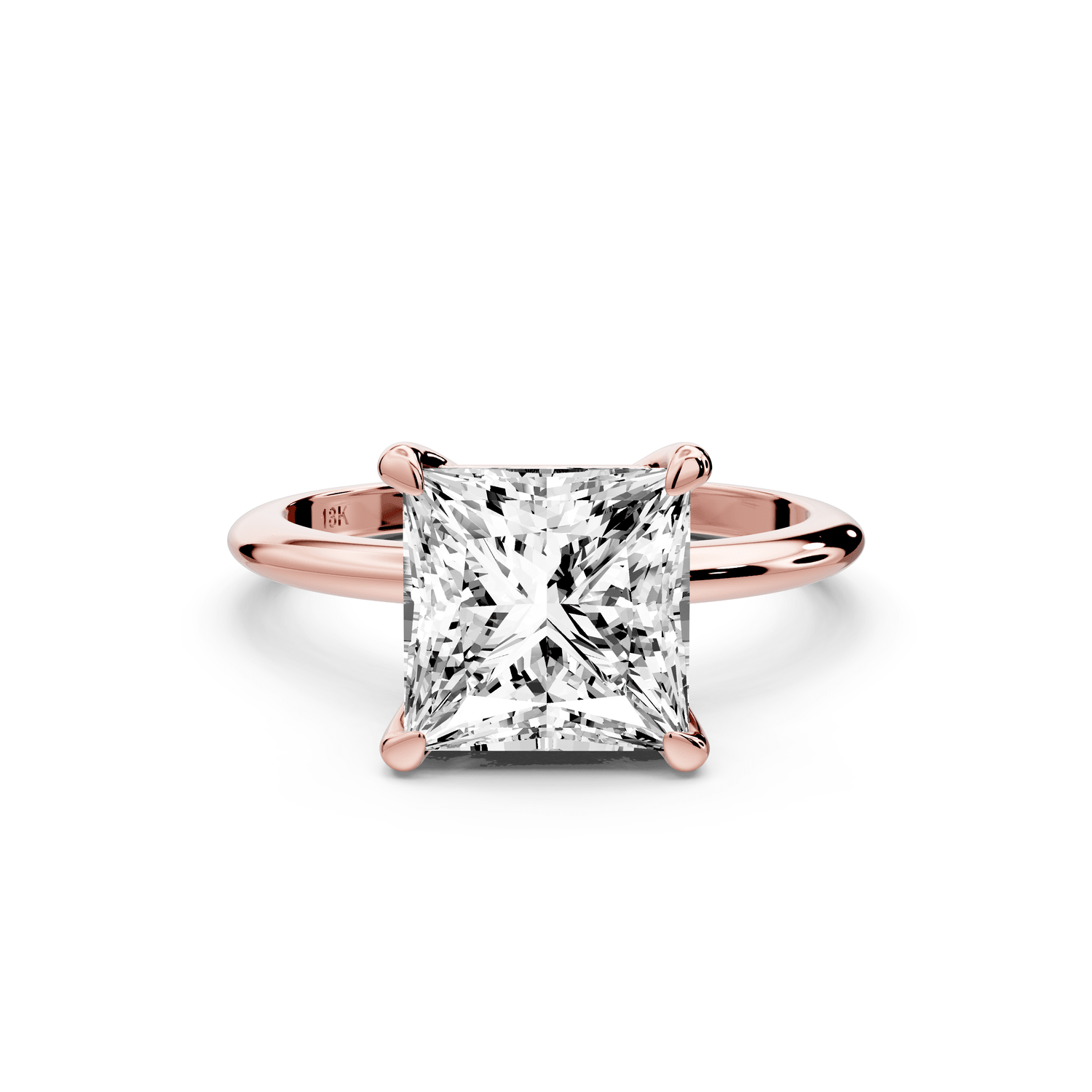 Odessa - 3ct 18k rose gold princess Knife Edge Solitaire Engagement Ring - Mr. Alex Jewelry