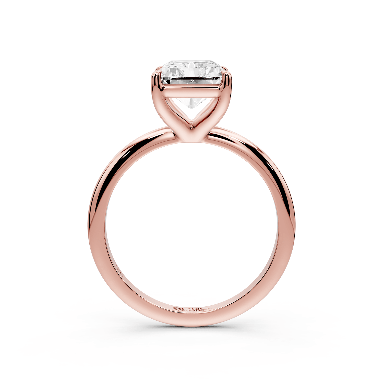 Odessa - 3ct 18k rose gold radiant Knife Edge Solitaire Engagement Ring - Mr. Alex Jewelry