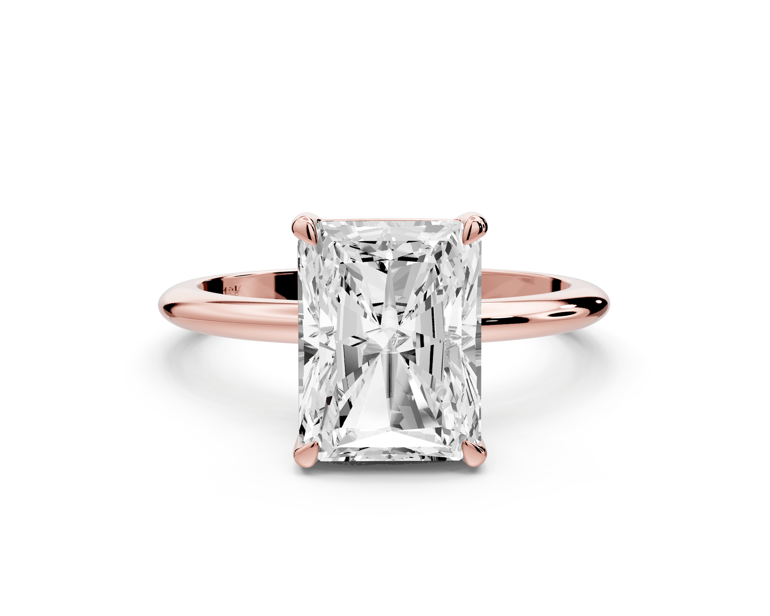 Odessa - 3ct 18k rose gold radiant Knife Edge Solitaire Engagement Ring - Mr. Alex Jewelry