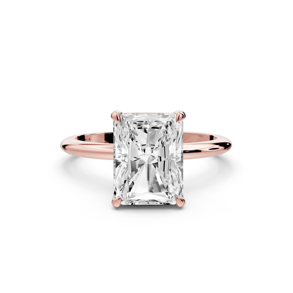 Odessa - 3ct 18k rose gold radiant Knife Edge Solitaire Engagement Ring - Mr. Alex Jewelry