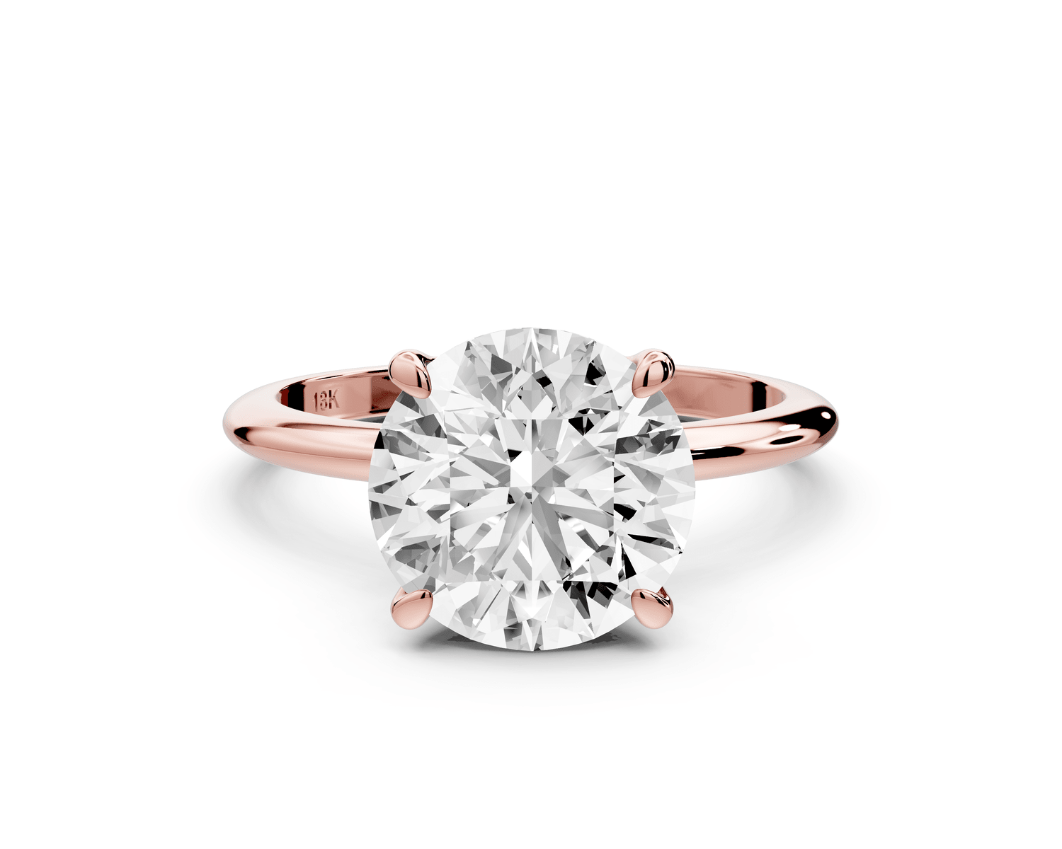 Odessa - 3ct 18k rose gold round Knife Edge Solitaire Engagement Ring - Mr. Alex Jewelry