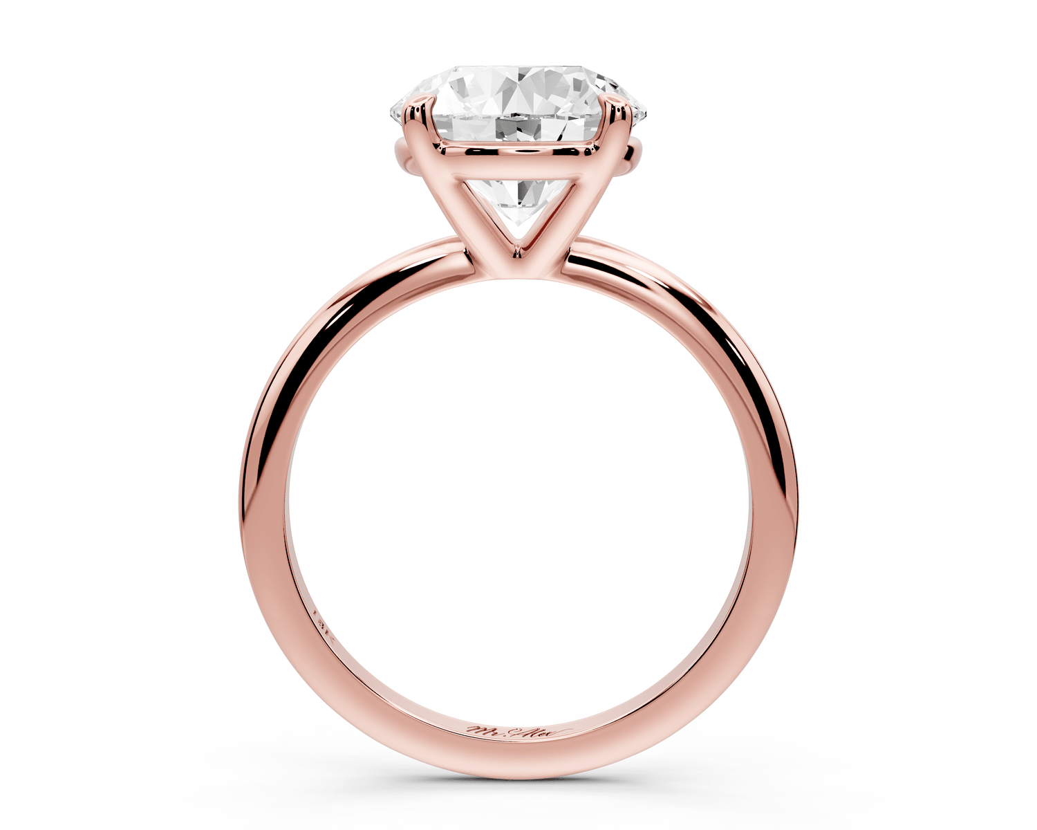 Odessa - 3ct 18k rose gold round Knife Edge Solitaire Engagement Ring - Mr. Alex Jewelry
