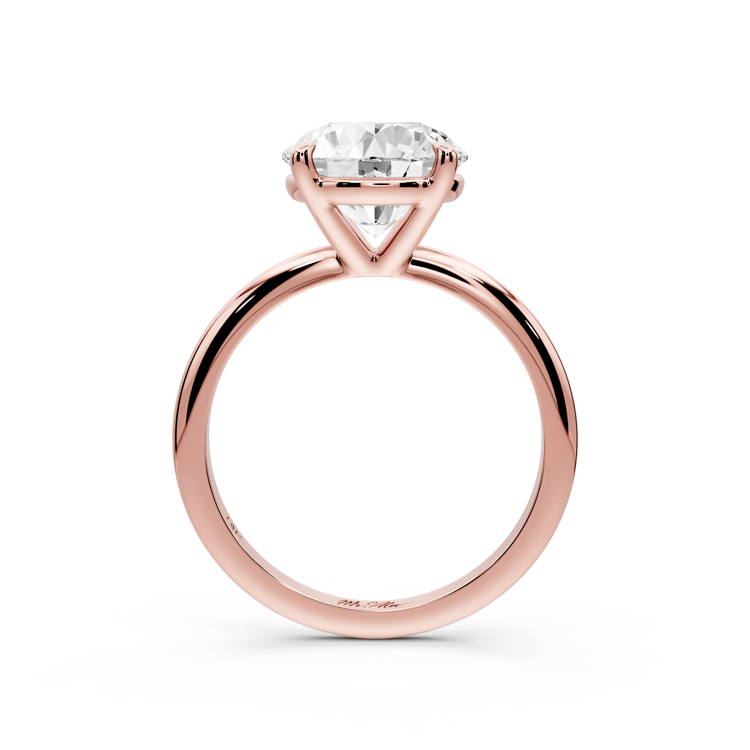 Odessa - 3ct 18k rose gold round Knife Edge Solitaire Engagement Ring - Mr. Alex Jewelry