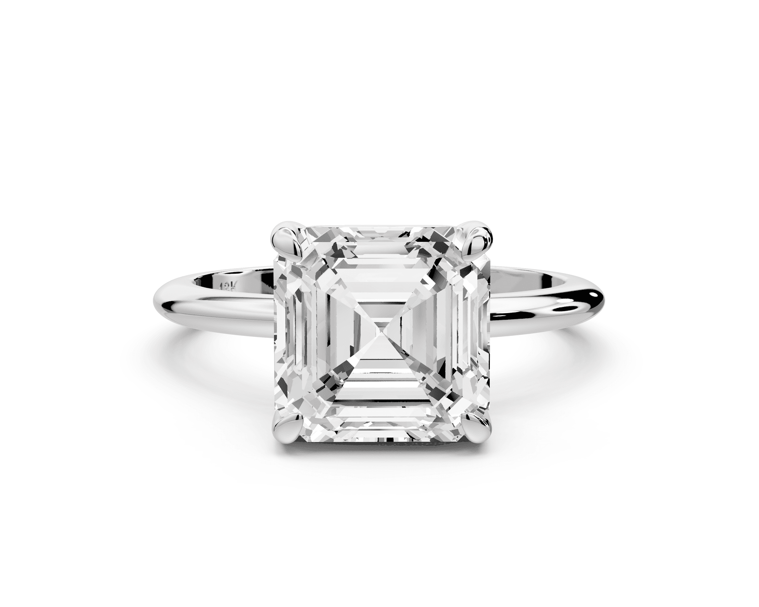 Odessa - 3ct 18k white gold asscher Knife Edge Solitaire Engagement Ring - Mr. Alex Jewelry