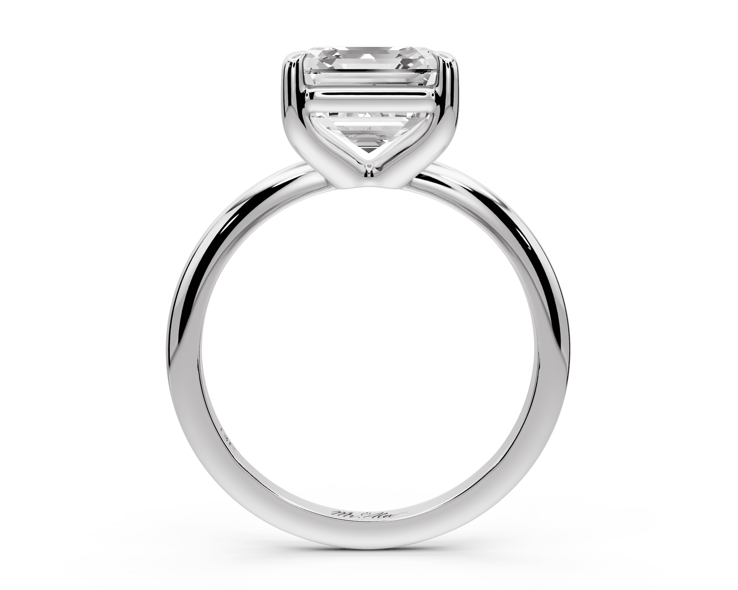 Odessa - 3ct 18k white gold asscher Knife Edge Solitaire Engagement Ring - Mr. Alex Jewelry