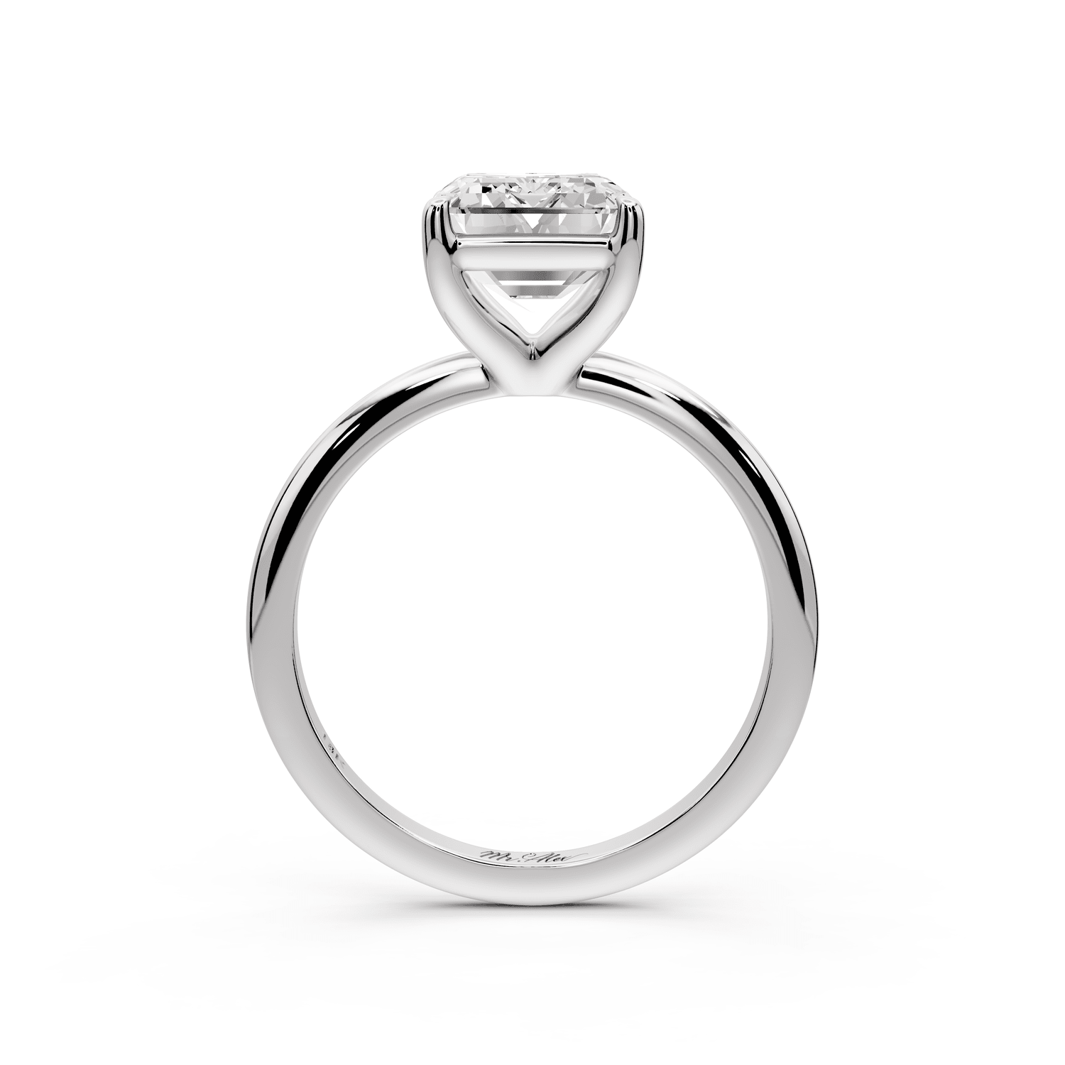 Odessa - 3ct 18k white gold emerald Knife Edge Solitaire Engagement Ring - Mr. Alex Jewelry