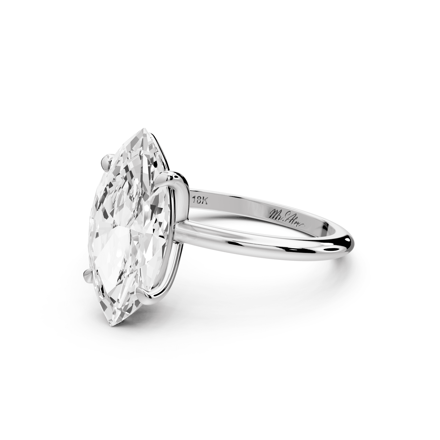 Odessa - 3ct 18k white gold marquise Knife Edge Solitaire Engagement Ring - Mr. Alex Jewelry