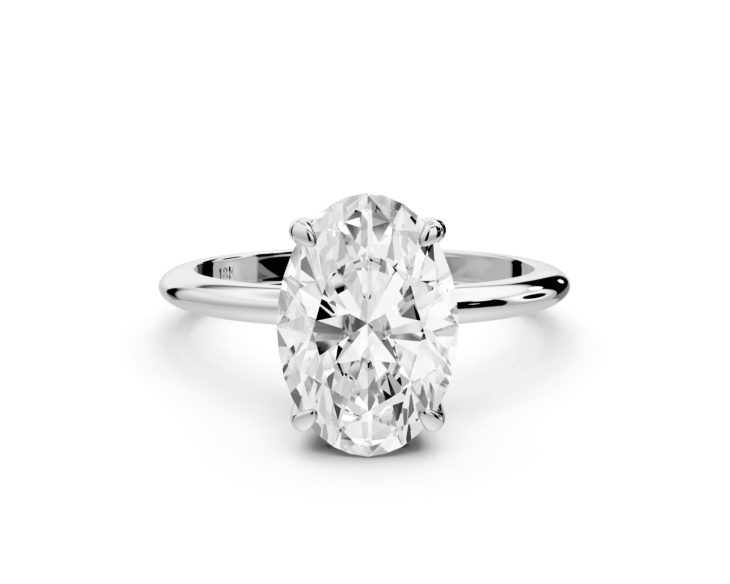Odessa - 3ct 18k white gold oval Knife Edge Solitaire Engagement Ring - Mr. Alex Jewelry