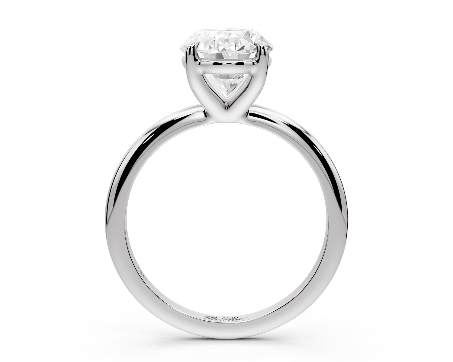 Odessa - 3ct 18k white gold oval Knife Edge Solitaire Engagement Ring - Mr. Alex Jewelry