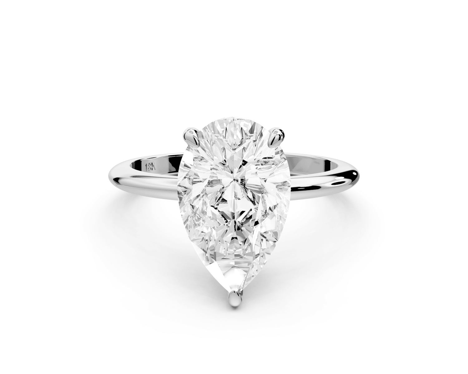 Odessa - 3ct 18k white gold pear Knife Edge Solitaire Engagement Ring - Mr. Alex Jewelry