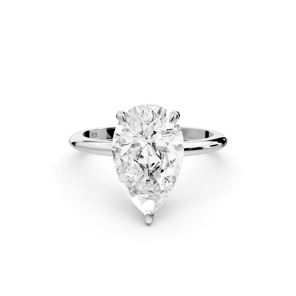 Odessa - 3ct 18k white gold pear Knife Edge Solitaire Engagement Ring - Mr. Alex Jewelry