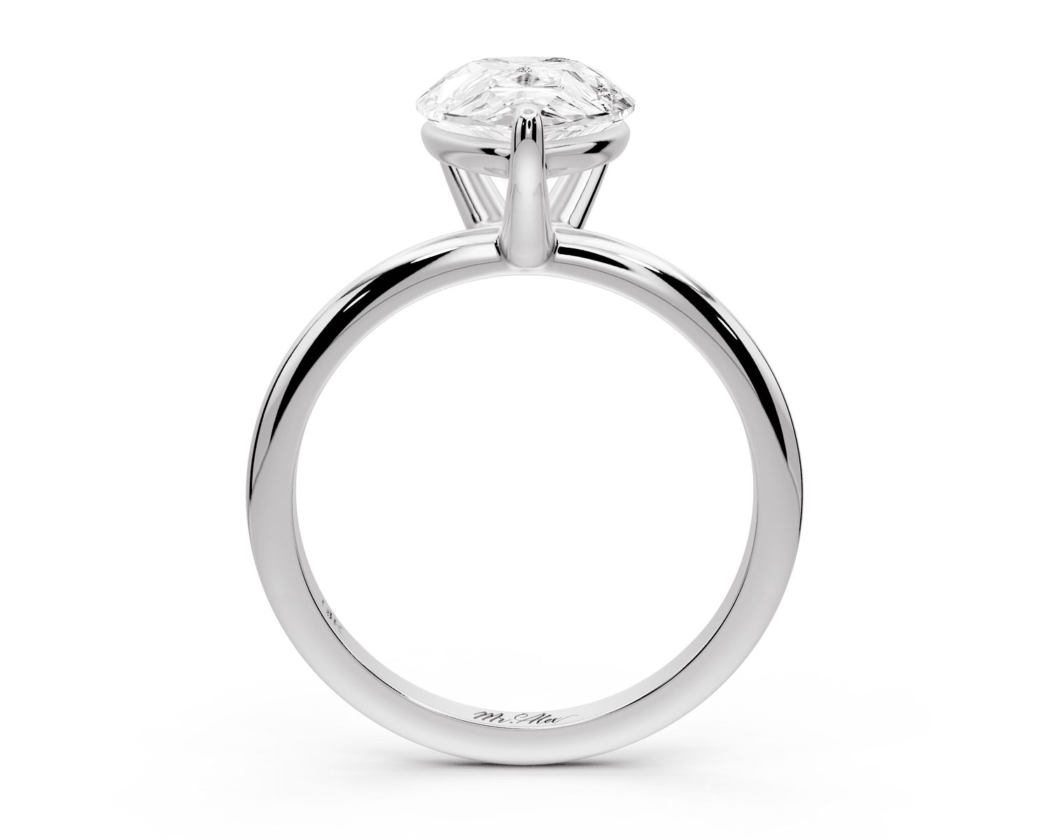 Odessa - 3ct 18k white gold pear Knife Edge Solitaire Engagement Ring - Mr. Alex Jewelry