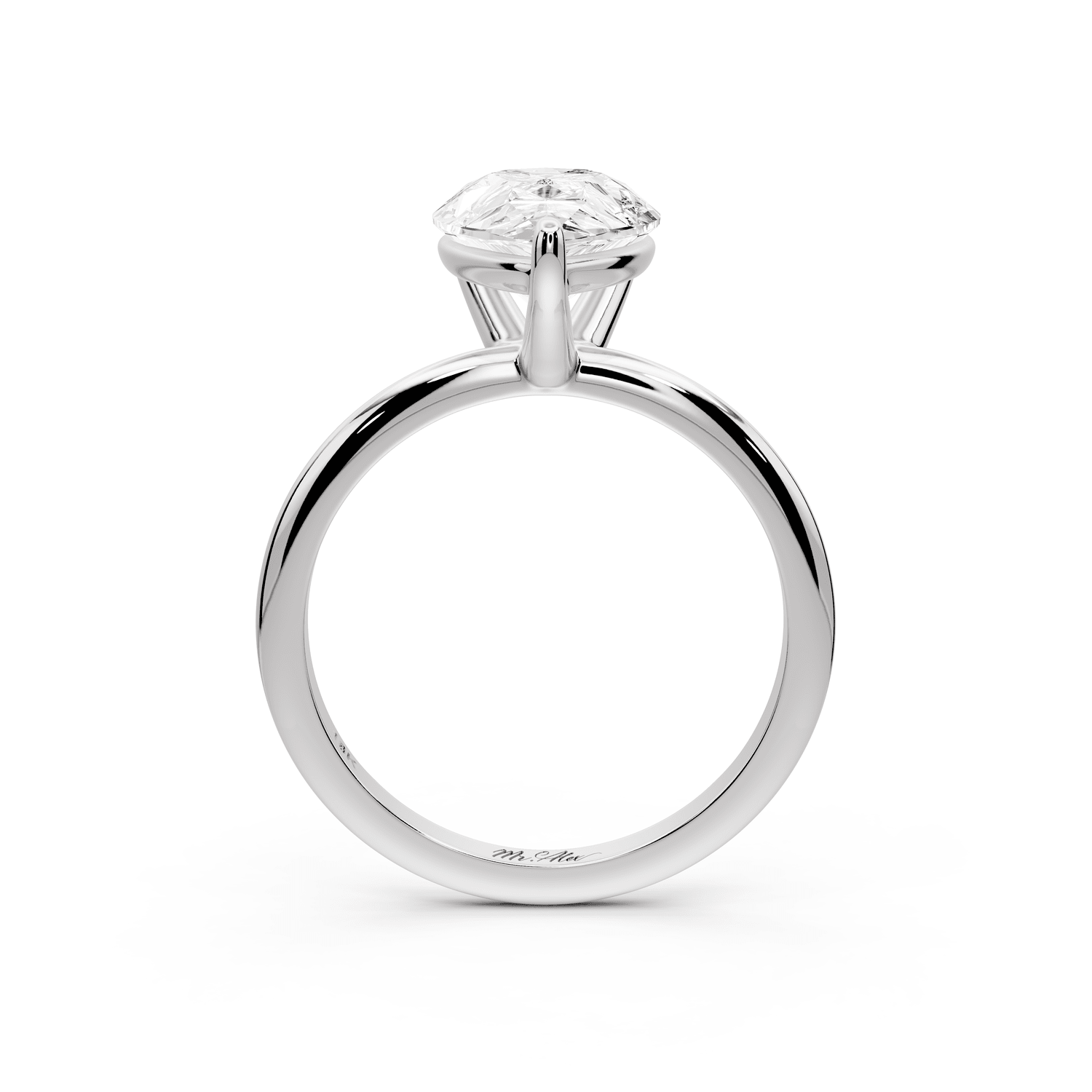 Odessa - 3ct 18k white gold pear Knife Edge Solitaire Engagement Ring - Mr. Alex Jewelry