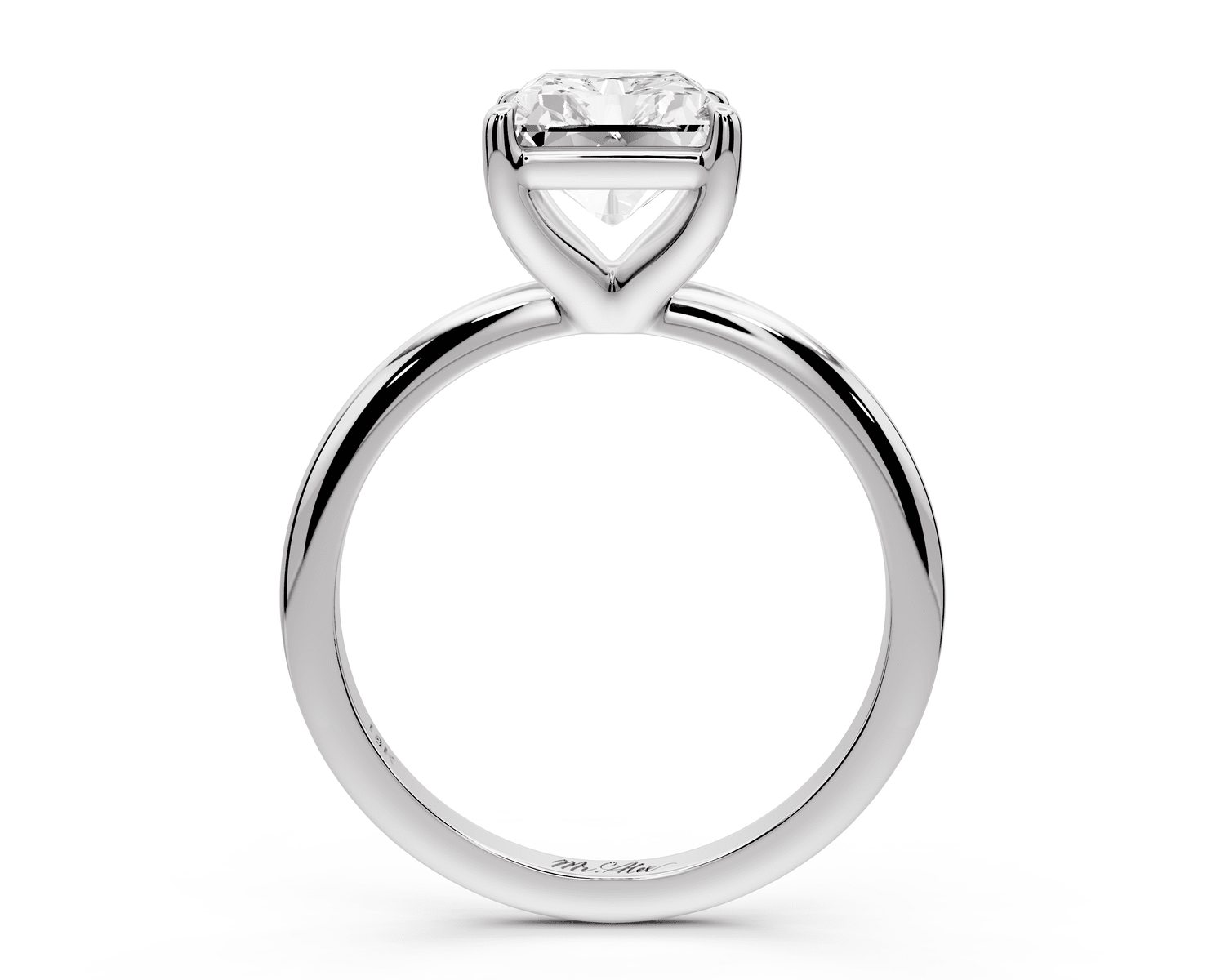 Odessa - 3ct 18k white gold radiant Knife Edge Solitaire Engagement Ring - Mr. Alex Jewelry