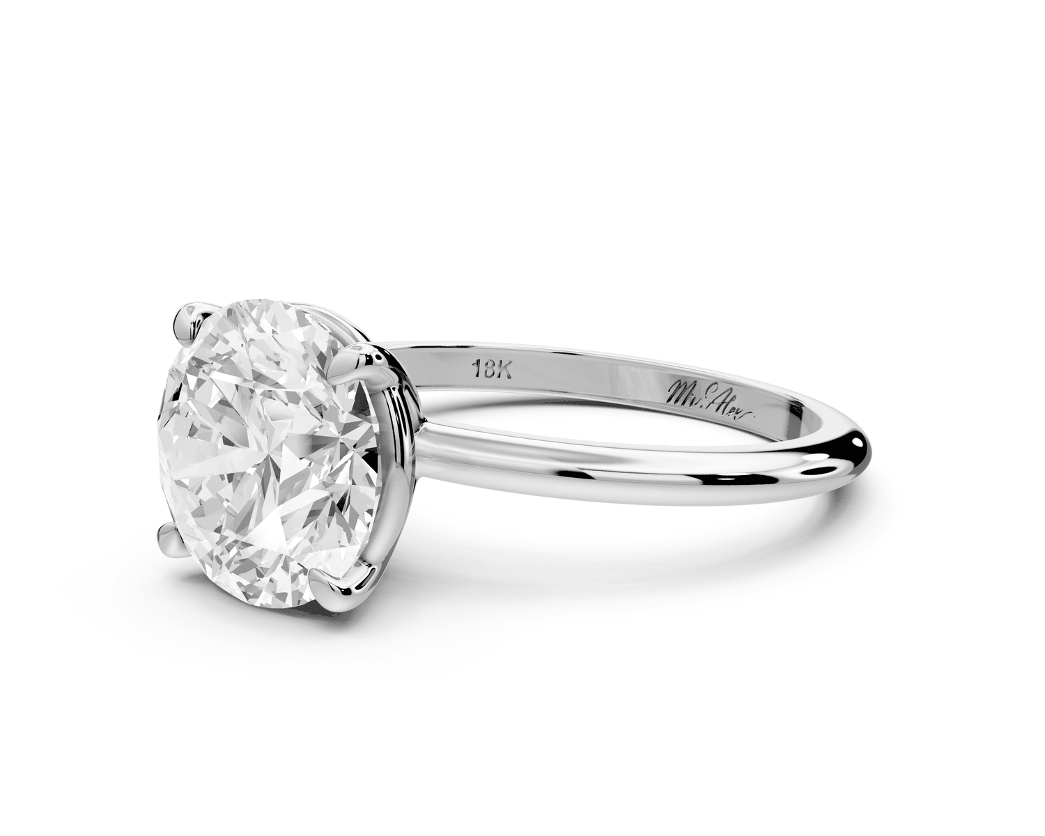 Odessa - 3ct 18k white gold round Knife Edge Solitaire Engagement Ring - Mr. Alex Jewelry