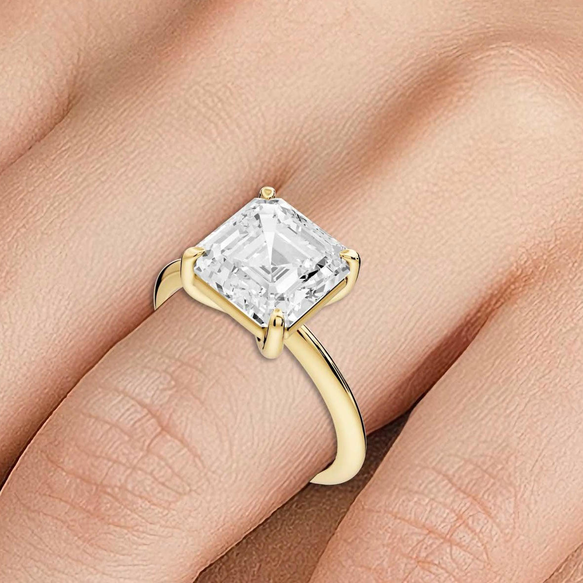 Odessa - 3ct 18k yellow gold asscher Knife Edge Solitaire Engagement Ring - Mr. Alex Jewelry