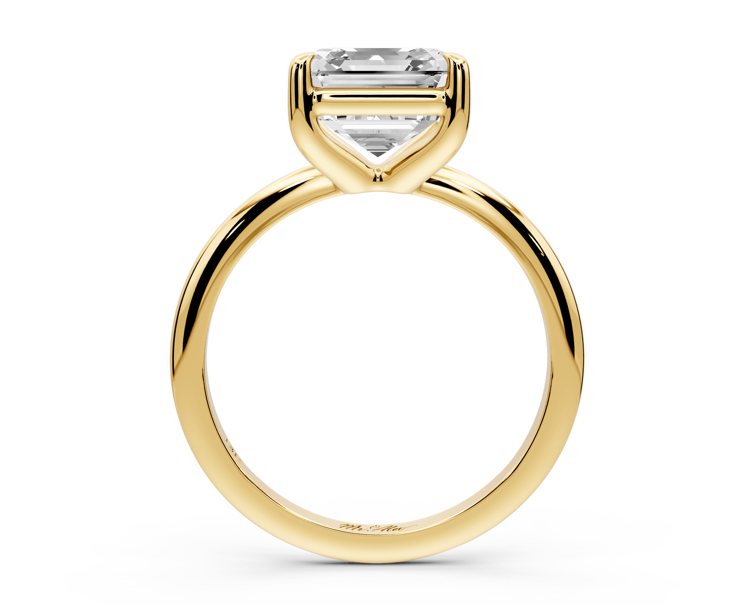 Odessa - 3ct 18k yellow gold asscher Knife Edge Solitaire Engagement Ring - Mr. Alex Jewelry