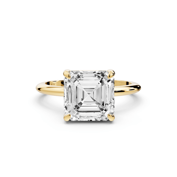 Odessa - 3ct 18k yellow gold asscher Knife Edge Solitaire Engagement Ring - Mr. Alex Jewelry