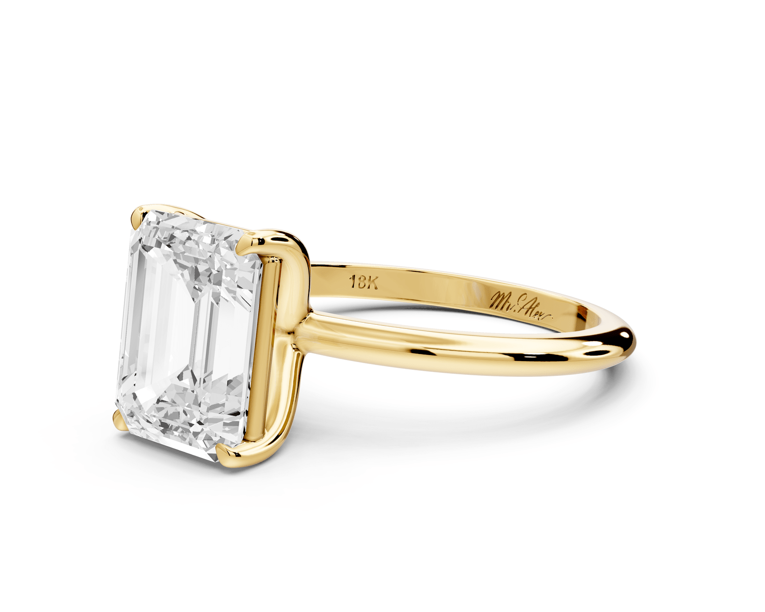 Odessa - 3ct 18k yellow gold emerald Knife Edge Solitaire Engagement Ring - Mr. Alex Jewelry