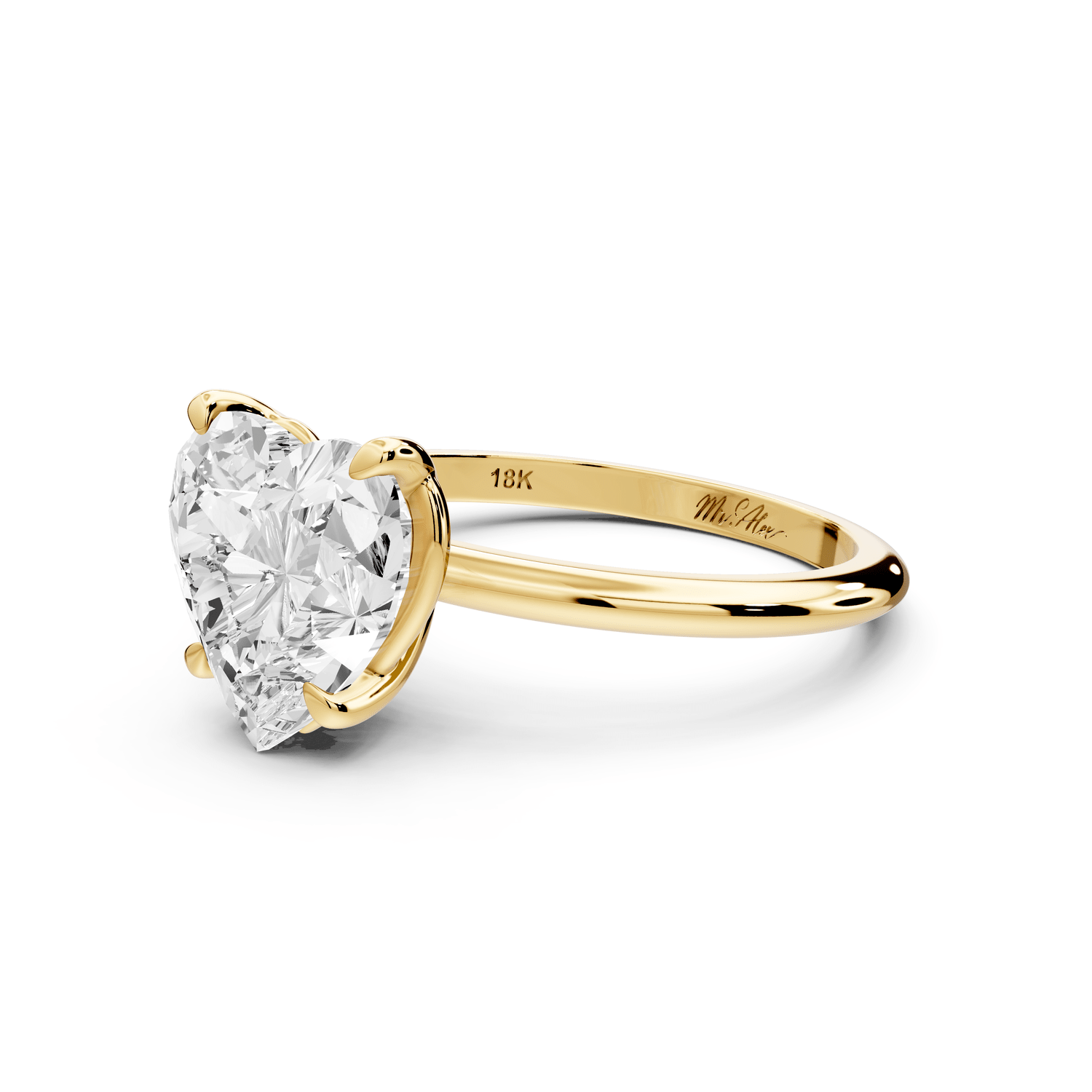 Odessa - 3ct 18k yellow gold heart Knife Edge Solitaire Engagement Ring - Mr. Alex Jewelry