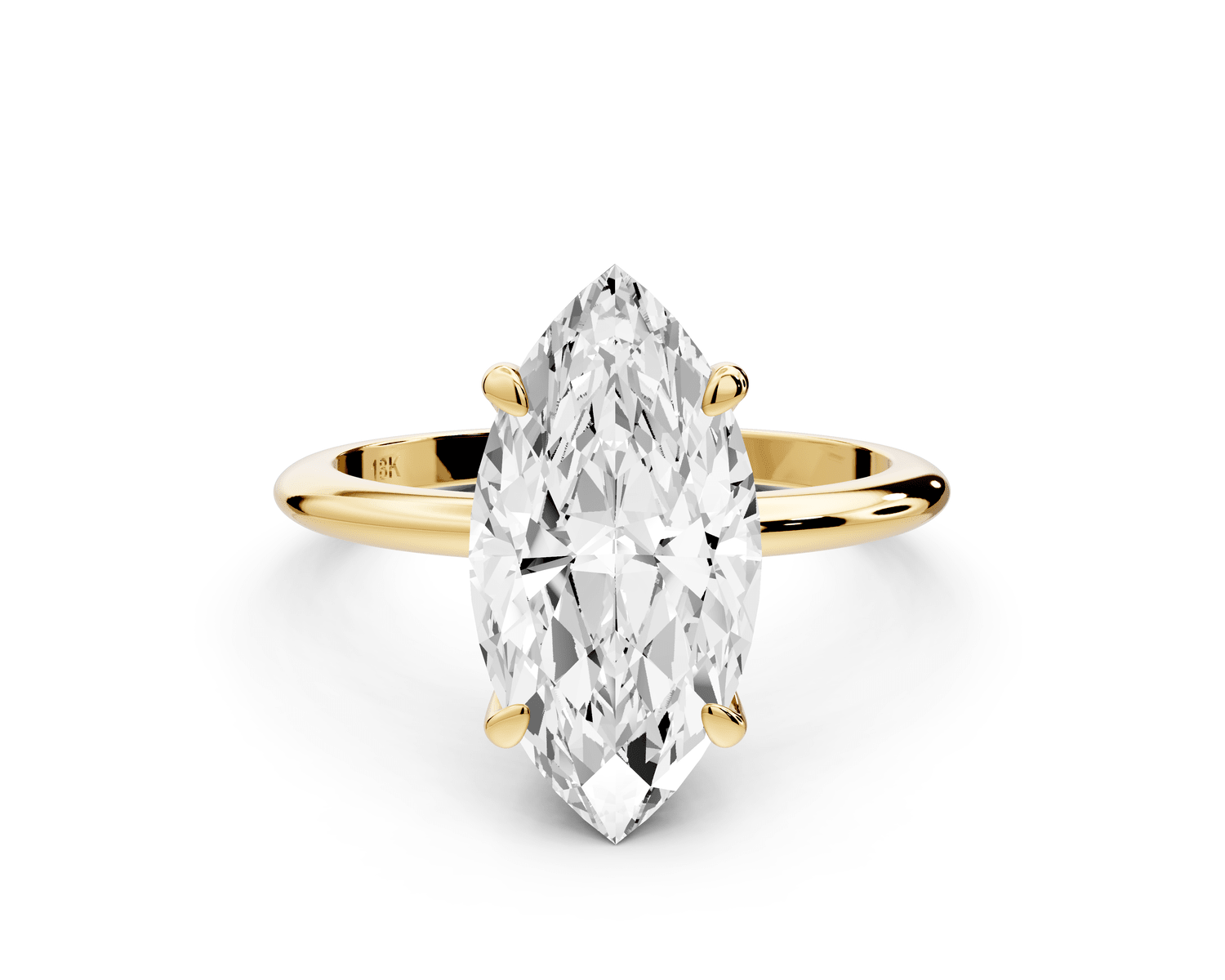 Odessa - 3ct 18k yellow gold marquise Knife Edge Solitaire Engagement Ring - Mr. Alex Jewelry