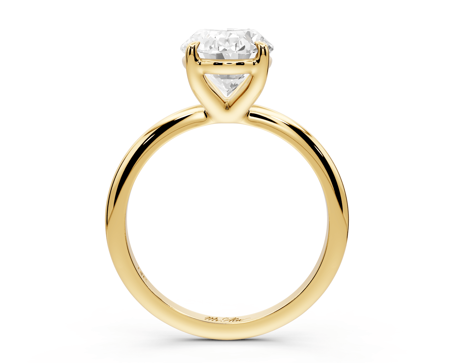 Odessa - 3ct 18k yellow gold oval Knife Edge Solitaire Engagement Ring - Mr. Alex Jewelry
