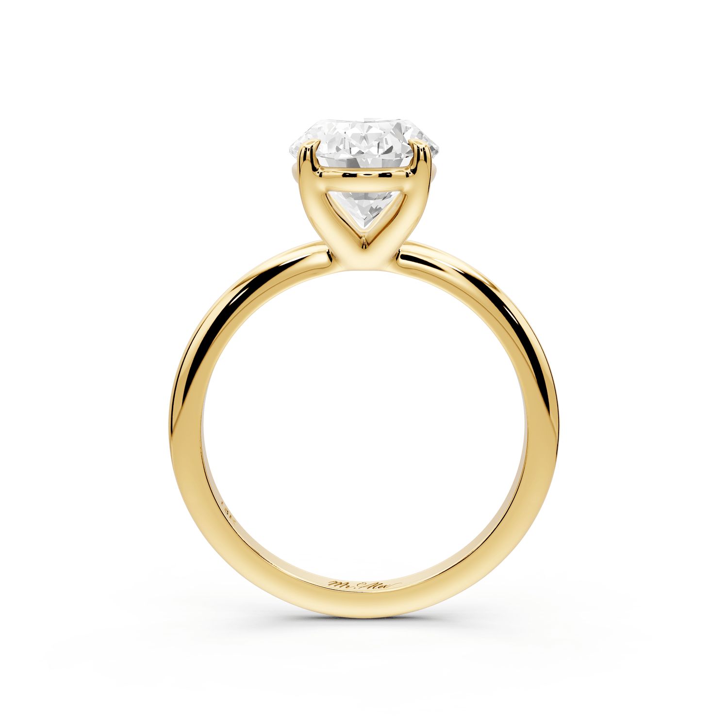 Odessa - 3ct 18k yellow gold oval Knife Edge Solitaire Engagement Ring - Mr. Alex Jewelry