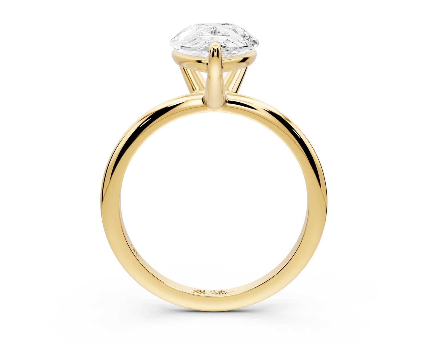 Odessa - 3ct 18k yellow gold pear Knife Edge Solitaire Engagement Ring - Mr. Alex Jewelry