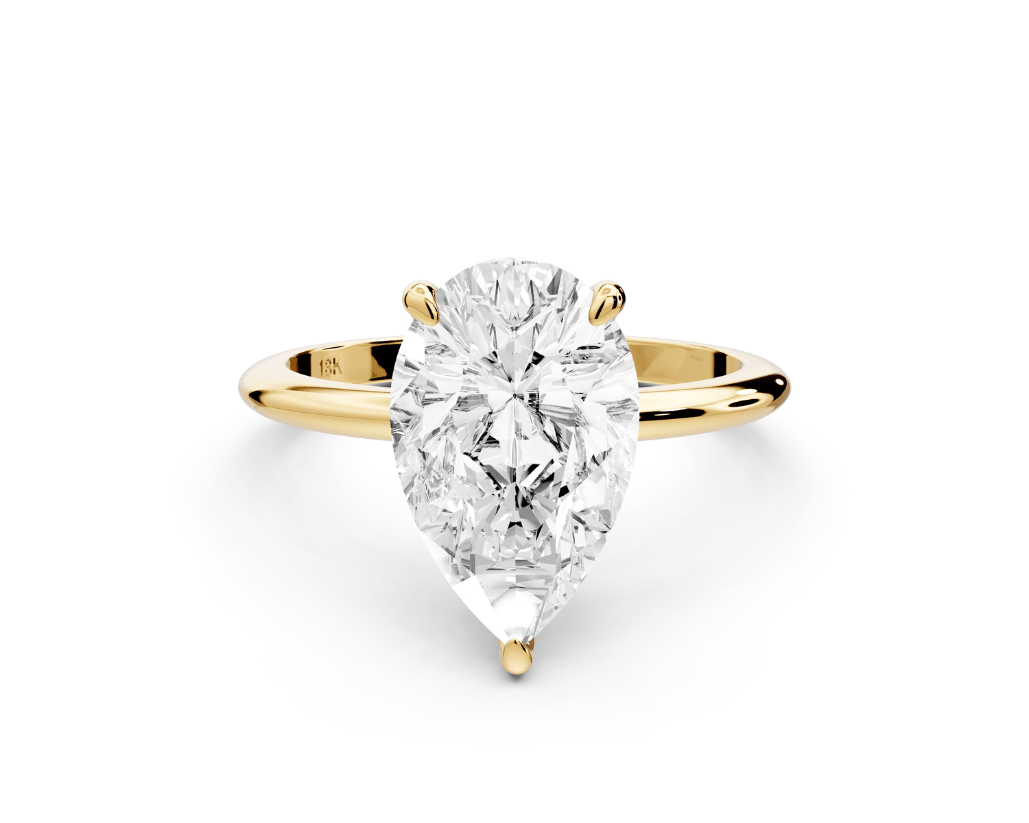 Odessa - 3ct 18k yellow gold pear Knife Edge Solitaire Engagement Ring - Mr. Alex Jewelry
