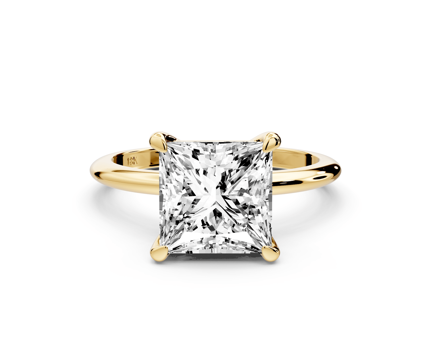 Odessa - 3ct 18k yellow gold princess Knife Edge Solitaire Engagement Ring - Mr. Alex Jewelry