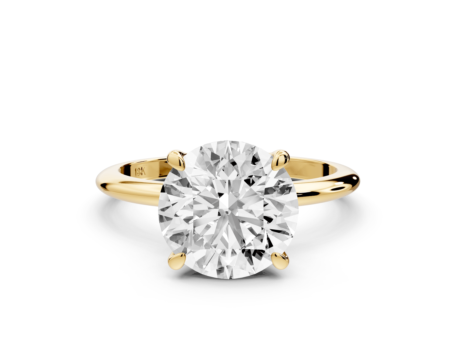 Odessa - 3ct 18k yellow gold round Knife Edge Solitaire Engagement Ring - Mr. Alex Jewelry