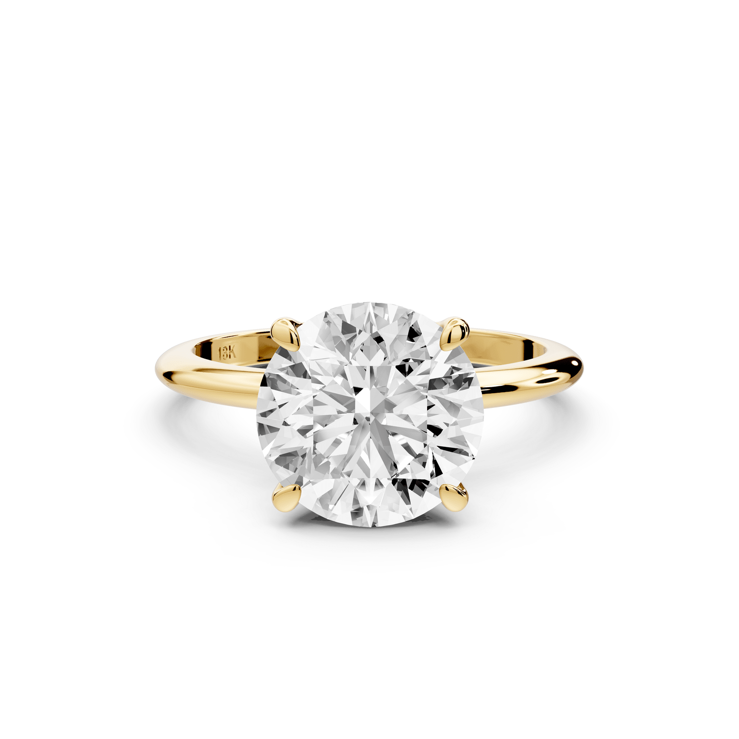 Odessa - 3ct 18k yellow gold round Knife Edge Solitaire Engagement Ring - Mr. Alex Jewelry