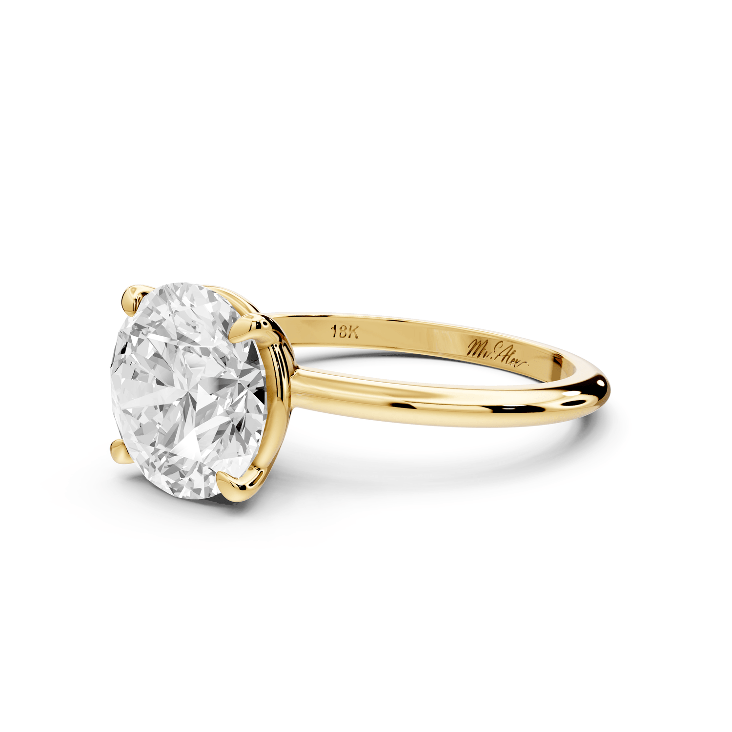 Odessa - 3ct 18k yellow gold round Knife Edge Solitaire Engagement Ring - Mr. Alex Jewelry