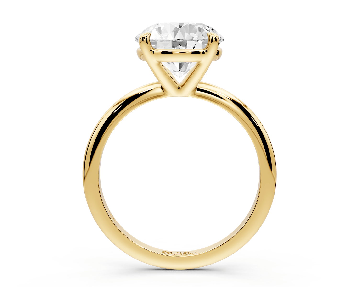 Odessa - 3ct 18k yellow gold round Knife Edge Solitaire Engagement Ring - Mr. Alex Jewelry
