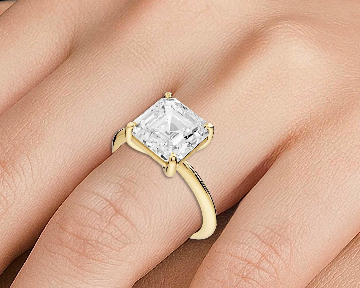 Odessa - 3ct asscher Engagement Ring 18k yellow gold - Mr. Alex Jewelry