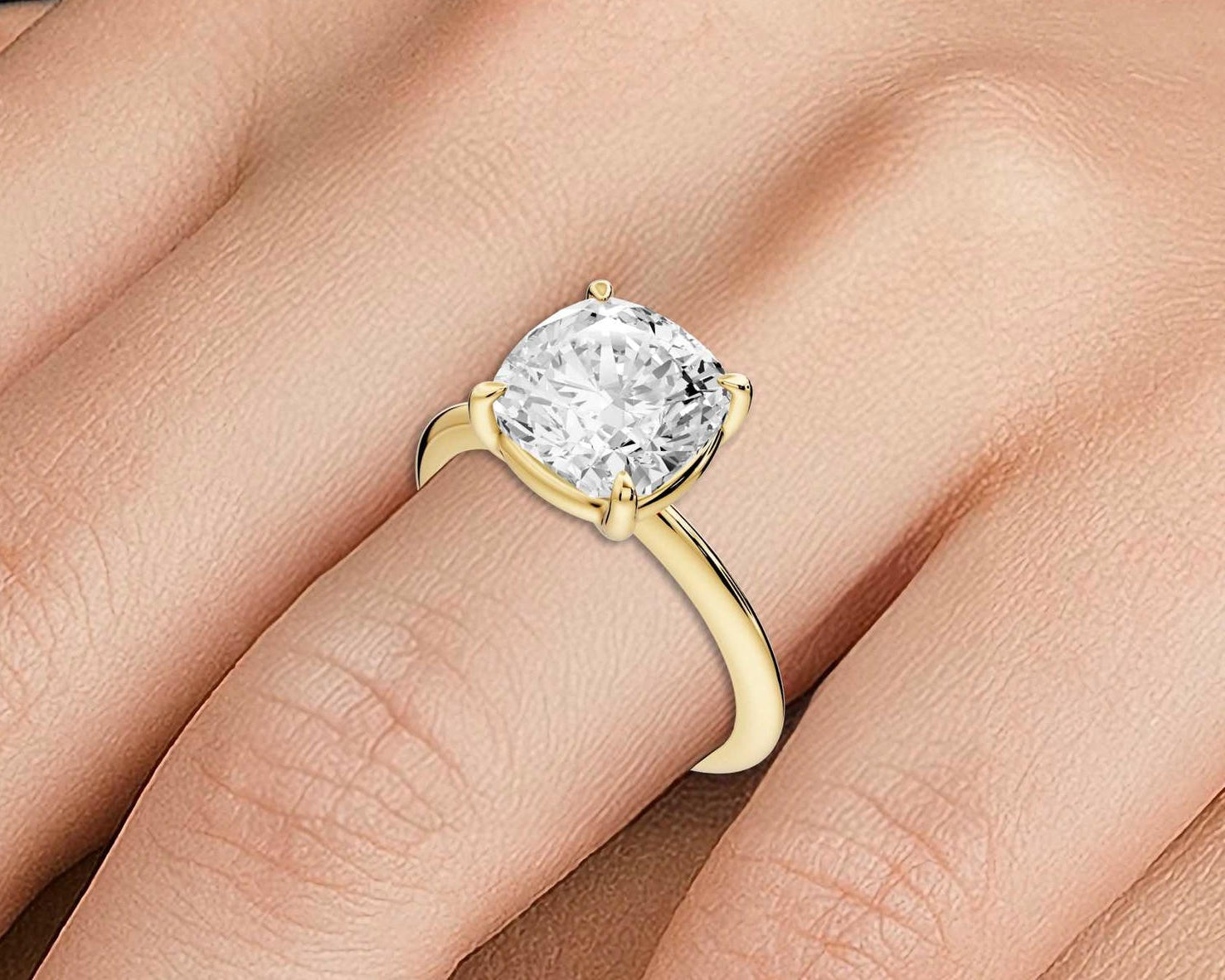 Odessa - 3ct cushion Engagement Ring 18k yellow gold - Mr. Alex Jewelry