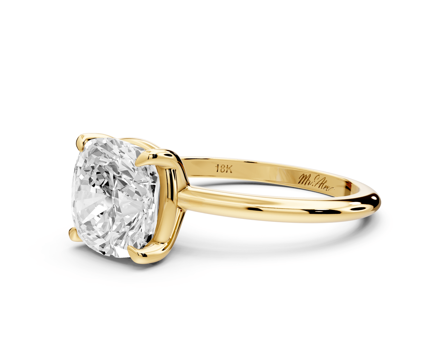 Odessa - 3ct cushion Engagement Ring 18k yellow gold - Mr. Alex Jewelry