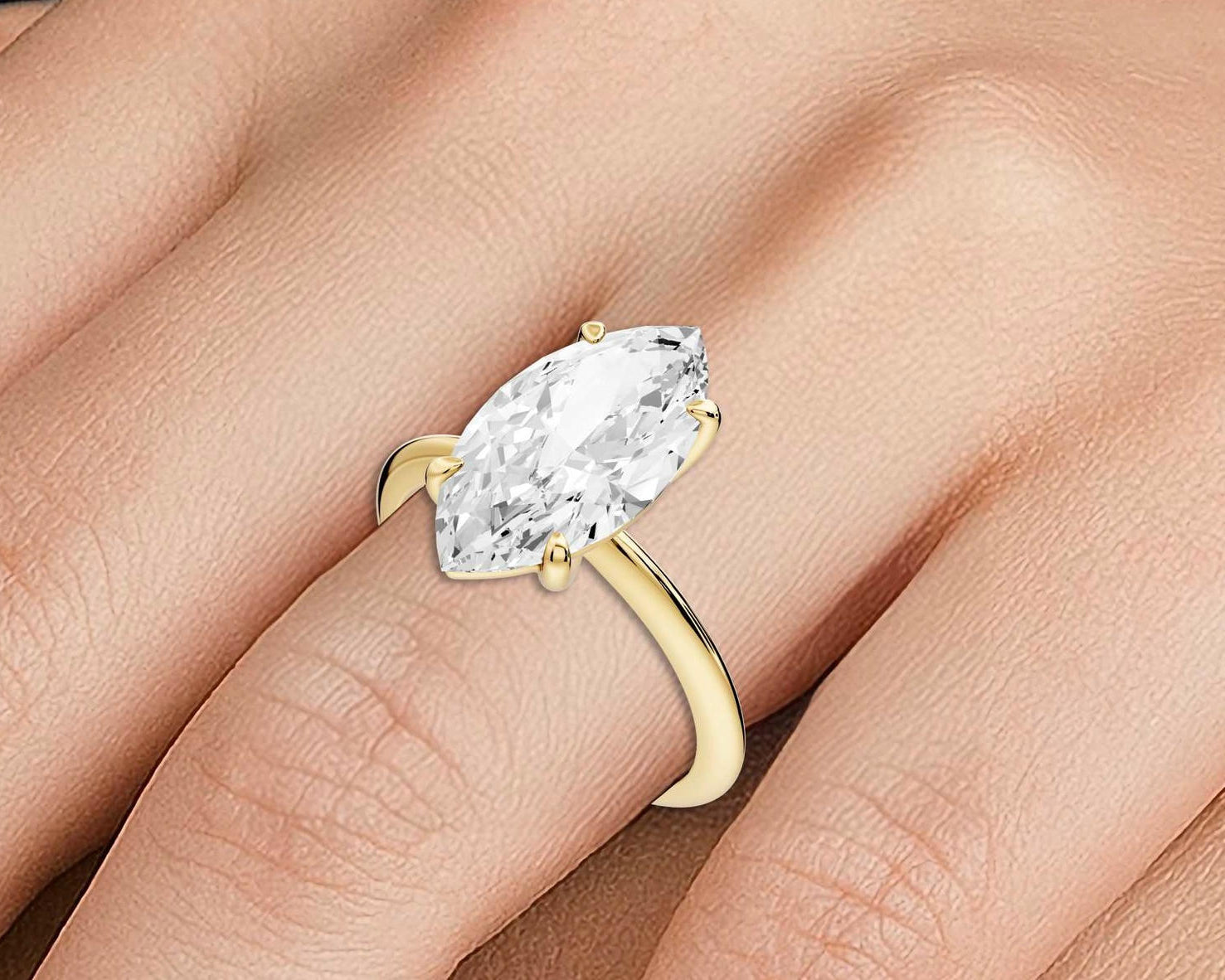 Odessa - 3ct marquise Engagement Ring 18k yellow gold - Mr. Alex Jewelry