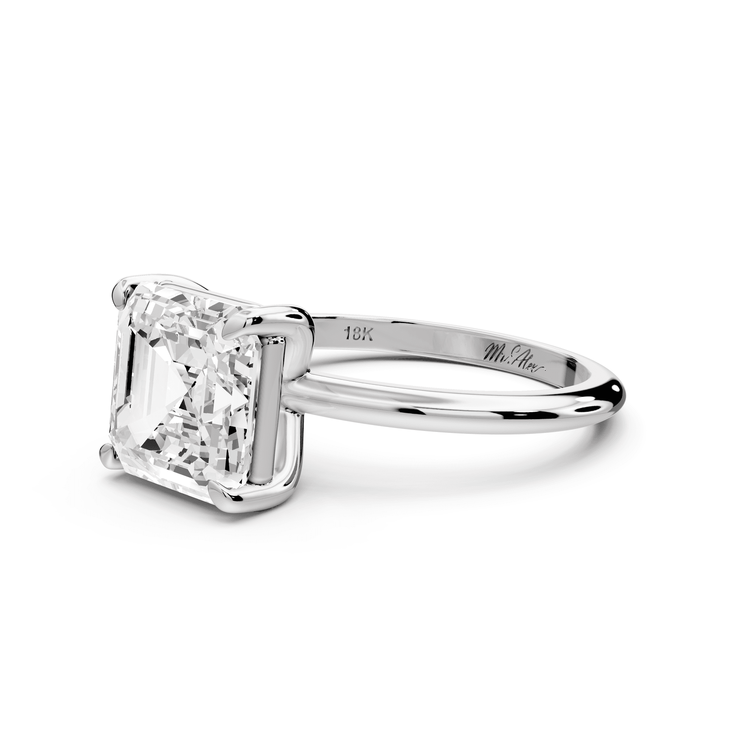 Odessa - 3ct platinum asscher Knife Edge Solitaire Engagement Ring - Mr. Alex Jewelry