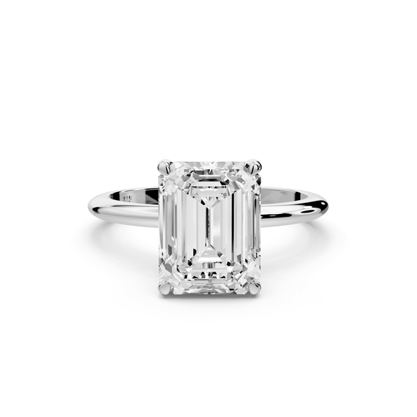 Odessa - 3ct platinum emerald Knife Edge Solitaire Engagement Ring - Mr. Alex Jewelry