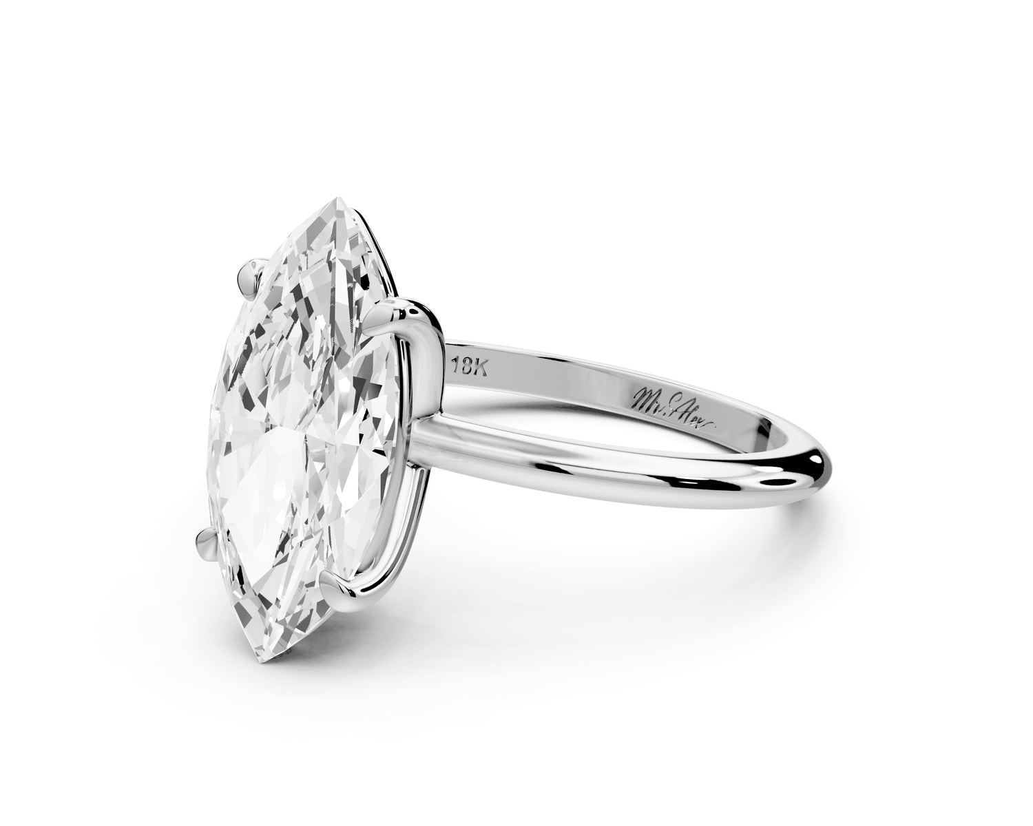 Odessa - 3ct platinum marquise Knife Edge Solitaire Engagement Ring - Mr. Alex Jewelry