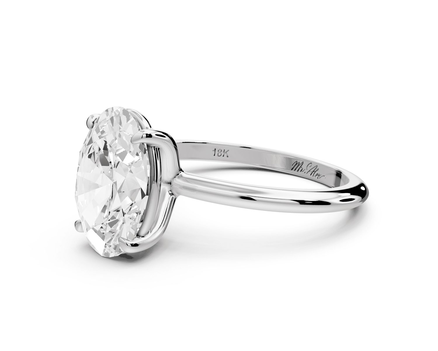 Odessa - 3ct platinum oval Knife Edge Solitaire Engagement Ring - Mr. Alex Jewelry