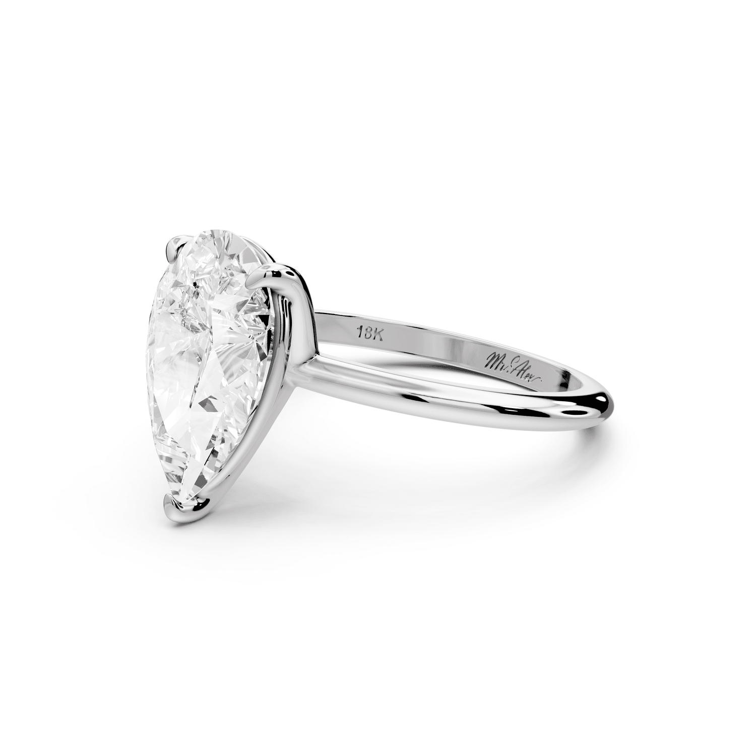 Odessa - 3ct platinum pear Knife Edge Solitaire Engagement Ring - Mr. Alex Jewelry