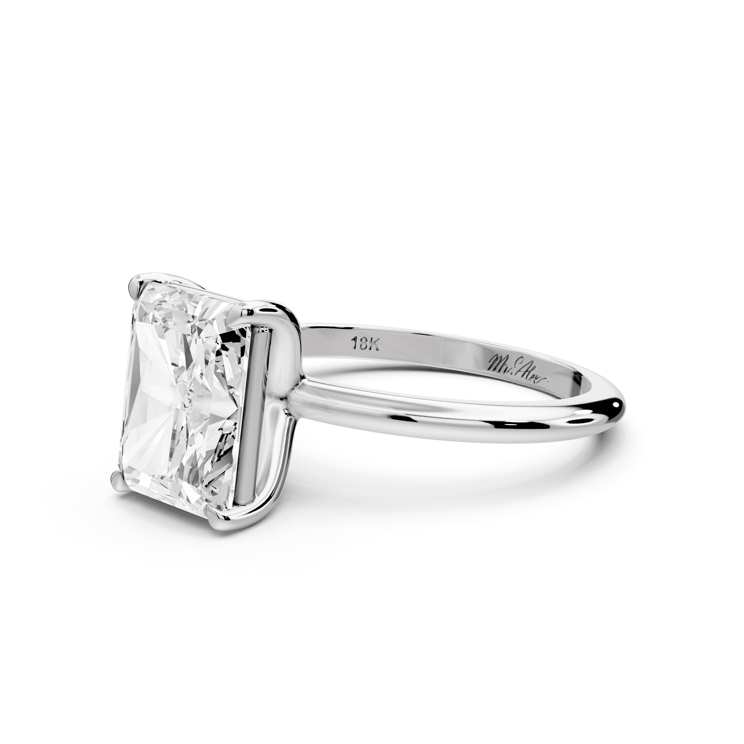 Odessa - 3ct platinum radiant Knife Edge Solitaire Engagement Ring - Mr. Alex Jewelry