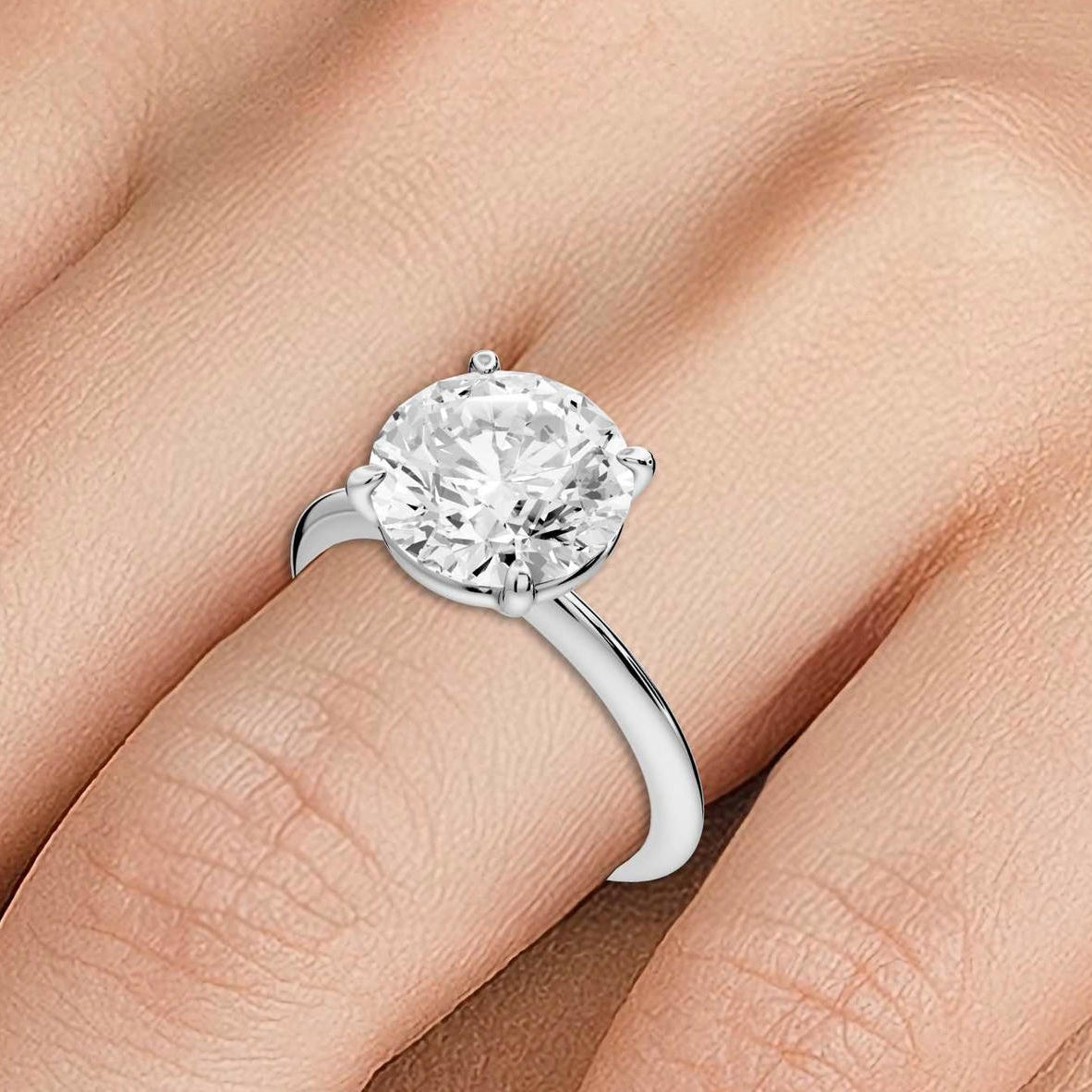 Odessa - 3ct platinum round Knife Edge Solitaire Engagement Ring - Mr. Alex Jewelry