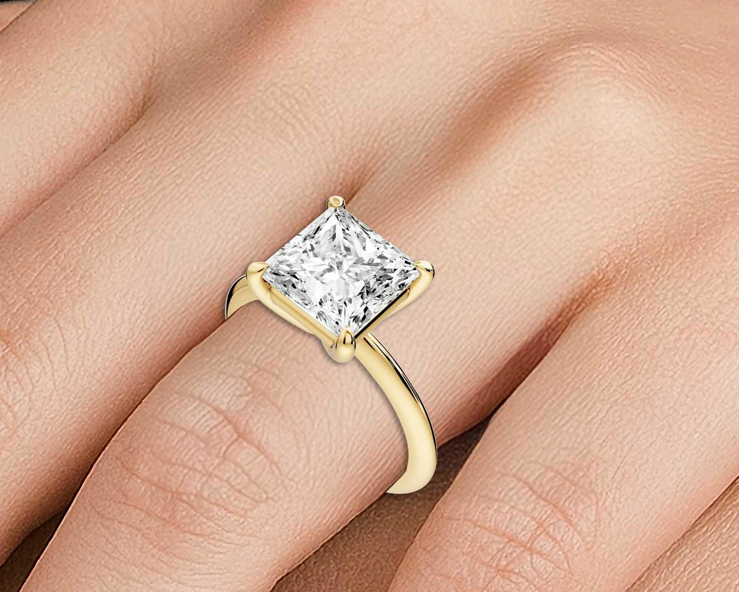Odessa - 3ct princess Engagement Ring 18k yellow gold - Mr. Alex Jewelry