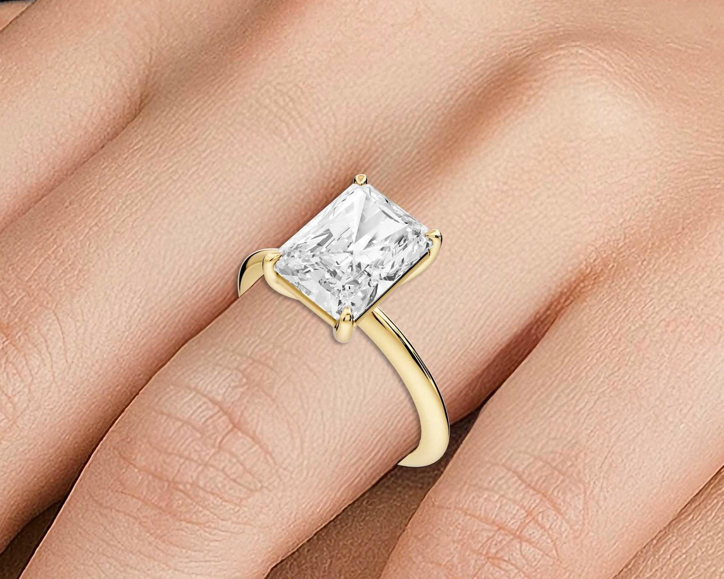 Odessa - 3ct radiant Engagement Ring 18k yellow gold - Mr. Alex Jewelry